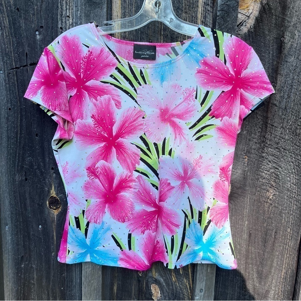 Brittany Black Petite Floral Top
